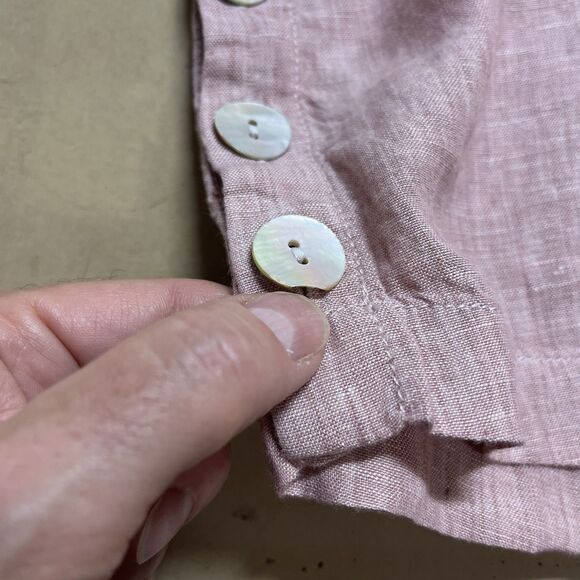 Antibes Blanc Womens Linen Popover Top Size 1X Lagenlook Collared Coastal Beachy - Picture 10 of 10